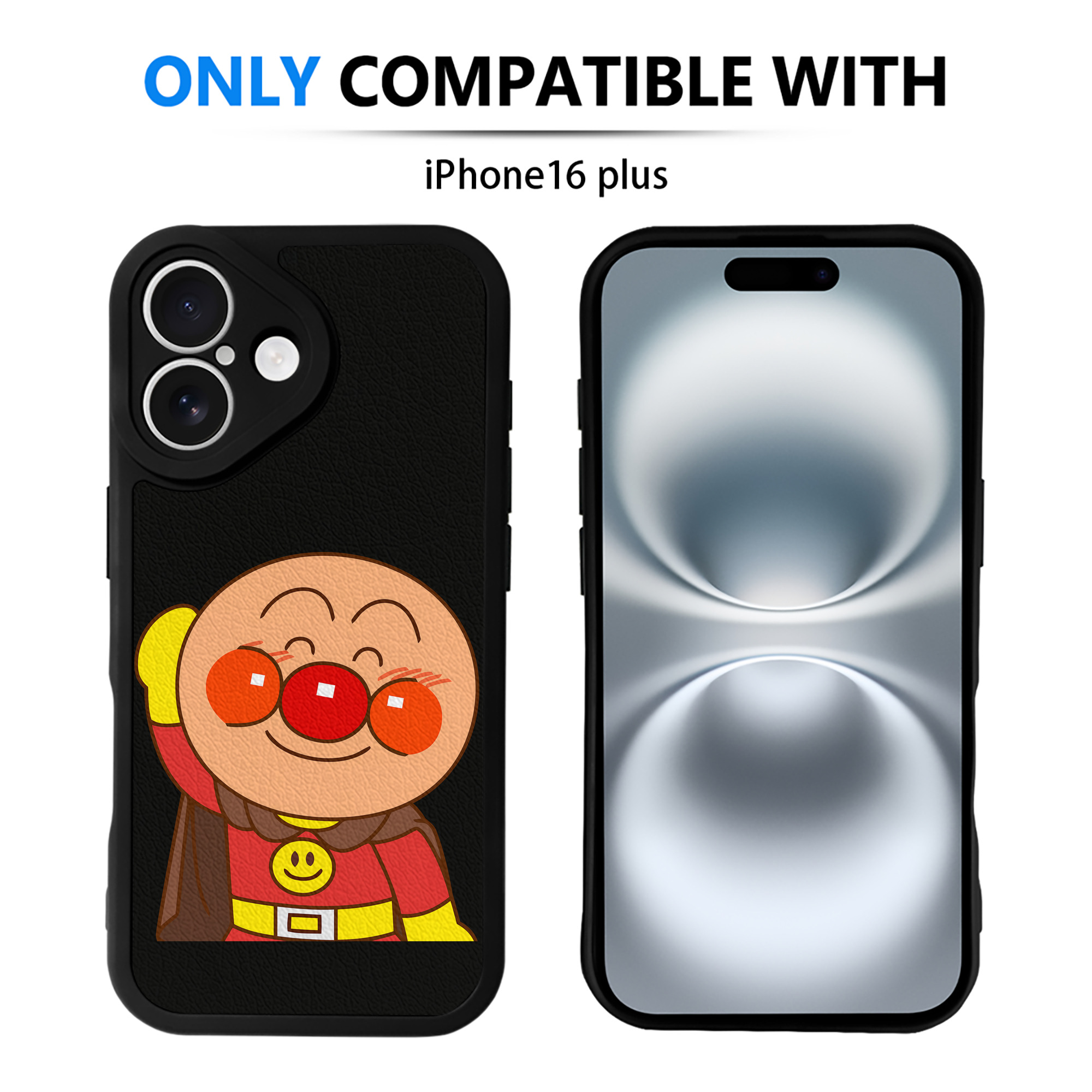 （画像用） アンパンマン Anpanman 【iPhone 16シリーズ対応】シリコンスマホケース（レザー調） 材質：シリコン
